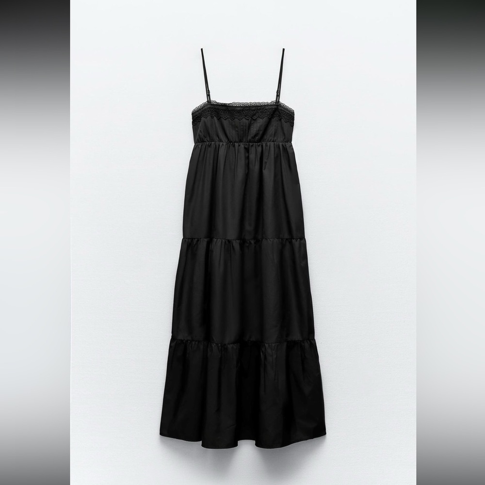 Zara tiered poplin maxi dress